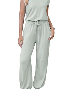 Women's Sage Wide-Leg Jumpsuit with Drawstring Waist
